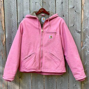 RETIRED Pink Carhartt Washed Duck Cloth Sherpa-Lined Jacket - Women's Size L